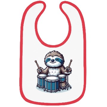 Discover Cool Sloth Drummer Lazy Vibes Design Bibs