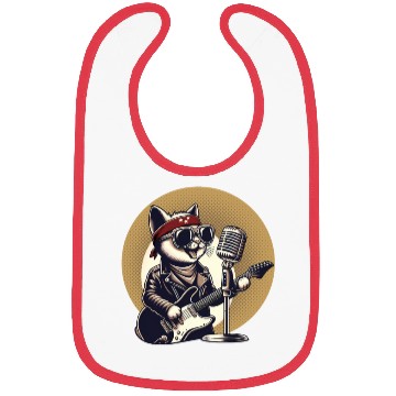 Discover Cat Playing Guitar Bibs