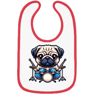 Discover Cool Pug Drummer Puppy Beats Design Bibs