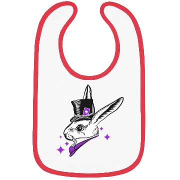 Discover white rabbit head with top hat Bibs