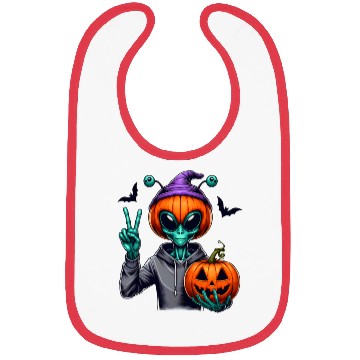 Discover Peaceful alien with Halloween pumpkin Bibs