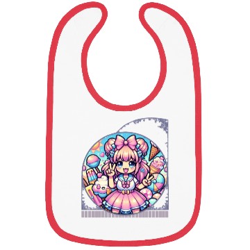 Discover Kawaii Anime Girl's Ice Cream Paradise Sweet Bibs
