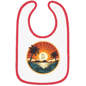 Discover Retro Beach Sunset Funny Crypto Blockchain Bibs