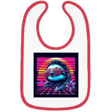 Discover Synthwave Retro 80's Sloth Bibs