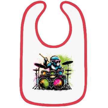 Discover Monkey Playing Drums Drum Drummer Drumming Bibs