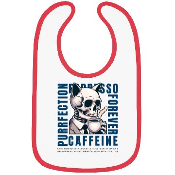Discover Cat Skull Caffeine Connoisseur - Eternal Coffee Bibs