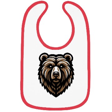 Discover Brown Grizzly Bear Head Design Bibs