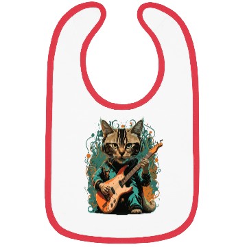 Discover Cat playing a guitar Bibs