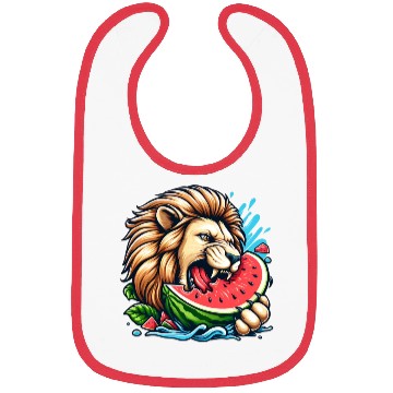 Discover Lion Enjoying a Juicy Watermelon Bibs