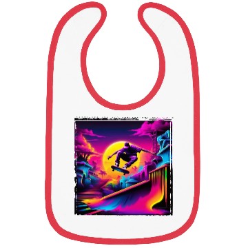 Discover AI Airbrushed Synthwave Skate Scene Bibs