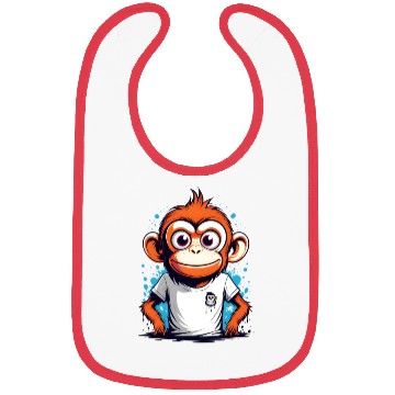 Discover cute monkey illustration animal cartoon character Bibs