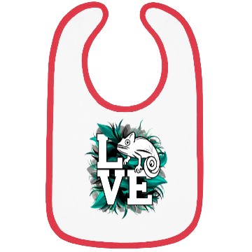 Discover Chameleon Lizard Love Green Teal Text Design Bibs