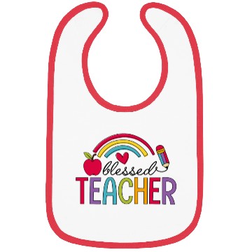 Discover Blessed Teacher Teaching Heart Rainbow Bibs