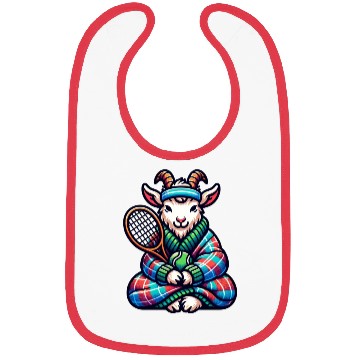 Discover Goat Tennis Player On Court Racket Match Design Bibs