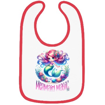 Discover Cute Mermaid Magic Graphic, Colorful Ocean Fantasy Bibs