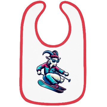 Discover Funny Goat Skiing Down The Snowy Slopes Bibs