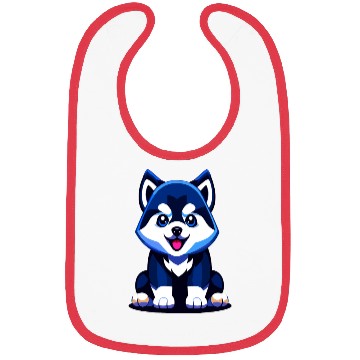 Discover Cute Husky Puppy Illustration Bibs