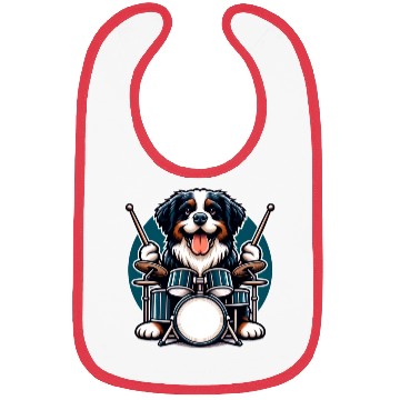 Discover Cool Bernese Mountain Dog Drummer Design Bibs