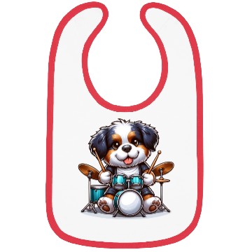Discover Cool Bernese Mountain Dog Drummer Design Bibs