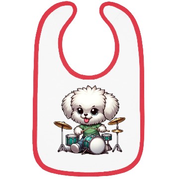 Discover Cool Bolonka Puppy Drummer Design Bibs