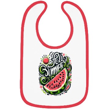 Discover Happy Summer Greeting With Watermelon Bibs