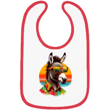 Discover Retro Sunset And Donkey In Color Bibs