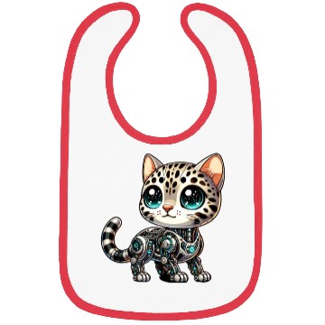 Discover Bengal Cat Robot Cyborg Cartoon Bibs