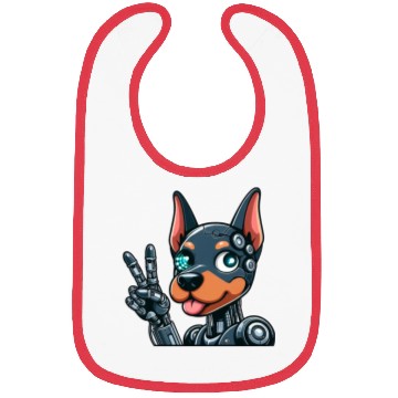 Discover Cyborg Doberman Robot Dog Futuristic Design Bibs