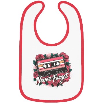 Discover A cassette tape colored with roses never forget Bibs