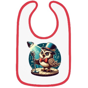 Discover Cute Owl With A Hat Singing Karaoke Bibs
