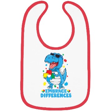 Discover Embrace Differences T Rex Dinosaur Autism Awarenes Bibs
