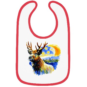 Discover Beautiful deer on forest art Bibs