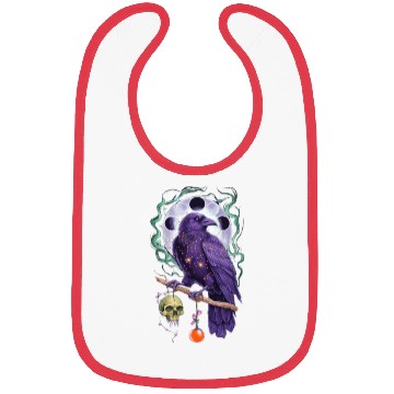 Discover Mystical purple raven perched on a branch Bibs