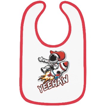 Discover Space Cowboy Riding a Rocket with Yeehaw Slogan Bibs