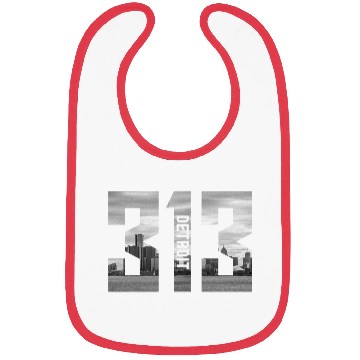 Discover Detroit Michigan 313 Area Code Skyline Bibs
