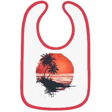 Discover Tropical Sunset Escape With Palm Trees Bibs