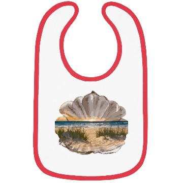Discover Seashell Beach Scene Serene Ocean Landscape Bibs