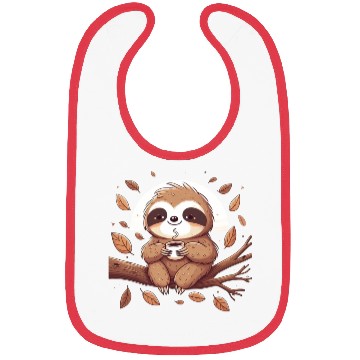 Discover Sloth Drinking Coffee Bibs