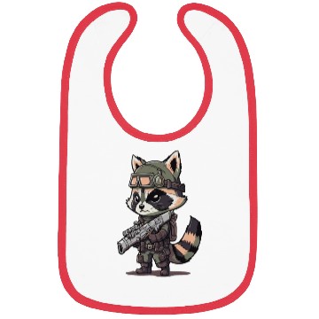 Discover Angry wild raccoon with gun Bibs