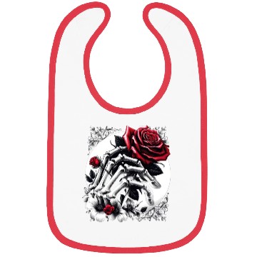 Discover Gothic Red Rose in Skeleton's Embrace Bibs