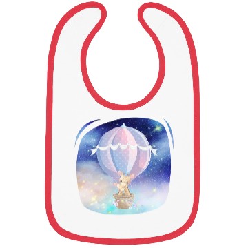 Discover Giraffe And Child Flying Sky Using Hot Balloon Bibs