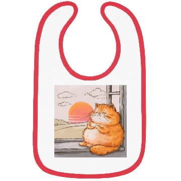 Discover Chubby Orange Tabby Sleeping In Window at Sunset Bibs