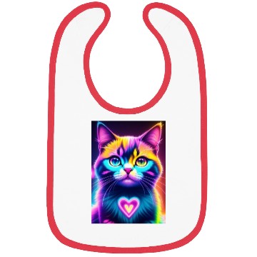 Discover Neon Cat Heart Bibs