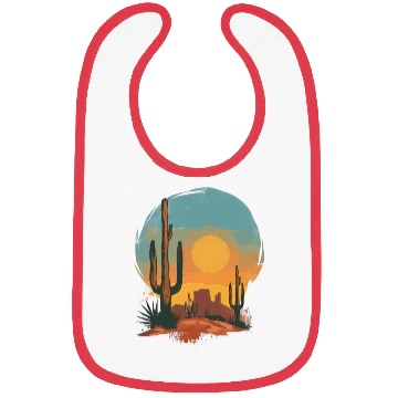 Discover Sunset Cactus Landscape Serenity Scene Bibs
