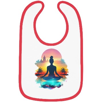 Discover Sunset Yoga Silhouette Tropical Escape Bibs
