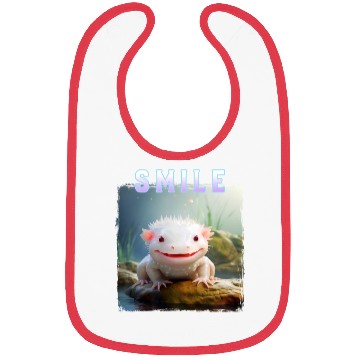 Discover Whimsical Axolotl with Smile and Pastel Text Bibs
