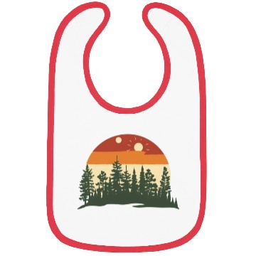 Discover Sunset Silhouette Pine Forest Retreat Bibs
