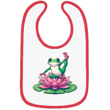 Discover Frog Yoga Meditation on Water Lily Bibs