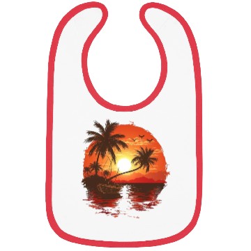 Discover Tropical Sunset Retreat With Palm Trees Bibs