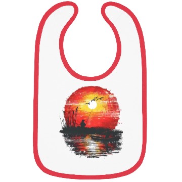 Discover Sunset Fishing Serenity Scene Bibs